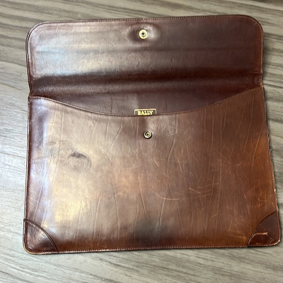 BALLY BROWN LEATHER DOCUMENT/ PORTFOLIO CASE - Picture 5 of 16